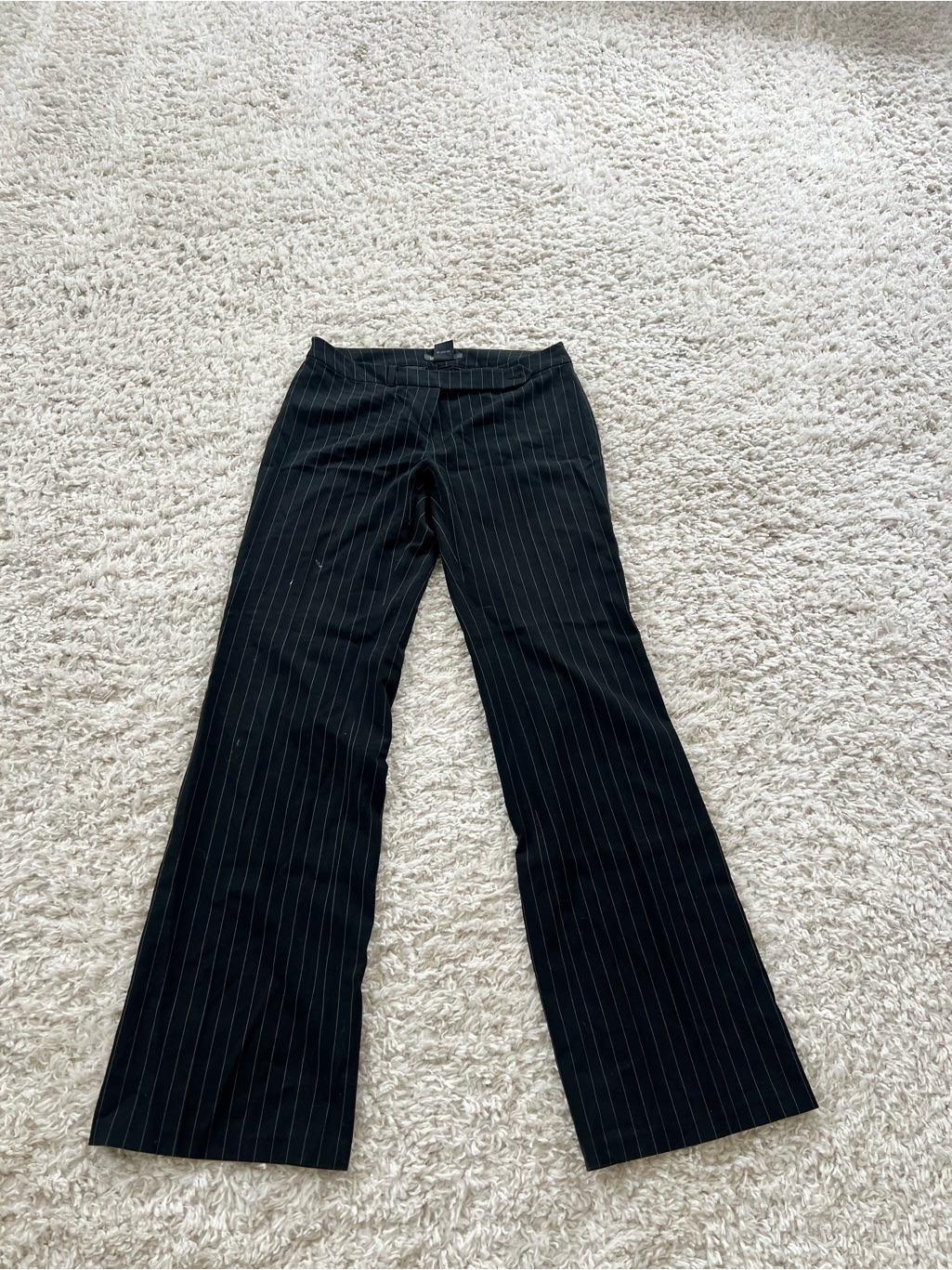 Black Pinstripe Wide-Leg Pants